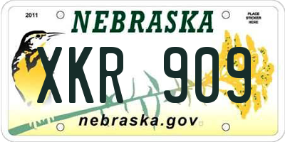 NE license plate XKR909