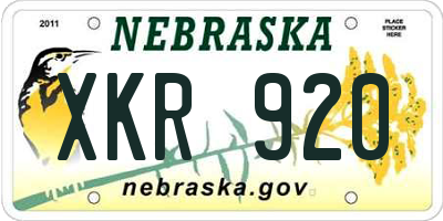 NE license plate XKR920