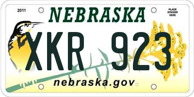 NE license plate XKR923