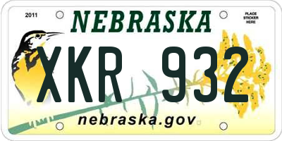 NE license plate XKR932