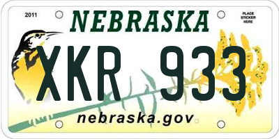 NE license plate XKR933