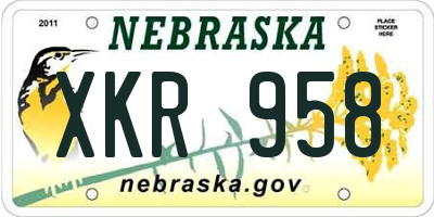 NE license plate XKR958