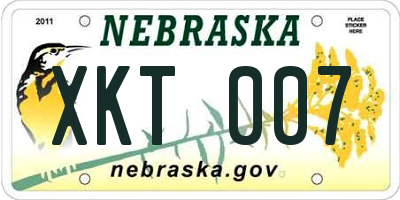NE license plate XKT007