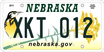 NE license plate XKT012