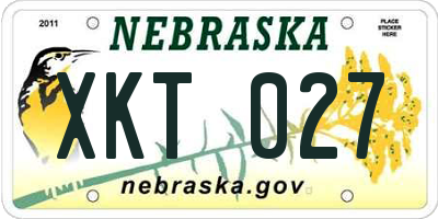 NE license plate XKT027