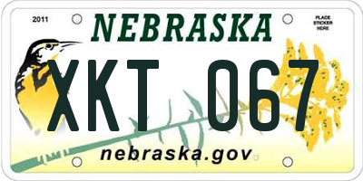 NE license plate XKT067