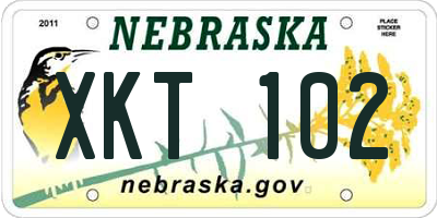 NE license plate XKT102