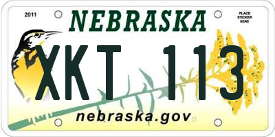 NE license plate XKT113