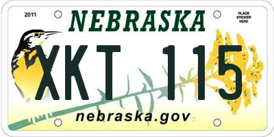 NE license plate XKT115
