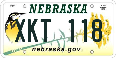 NE license plate XKT118