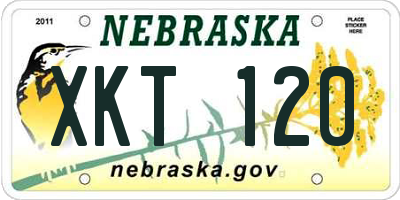 NE license plate XKT120