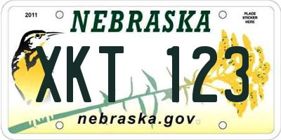 NE license plate XKT123