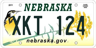 NE license plate XKT124