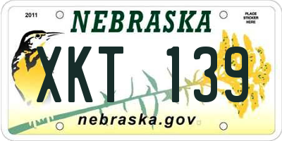 NE license plate XKT139