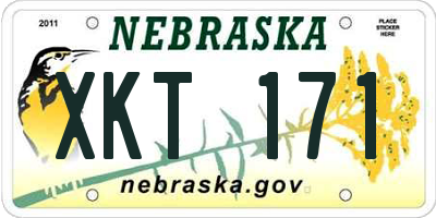 NE license plate XKT171