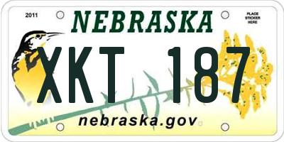 NE license plate XKT187