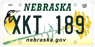 NE license plate XKT189