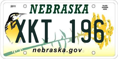 NE license plate XKT196