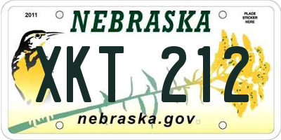 NE license plate XKT212