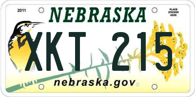 NE license plate XKT215