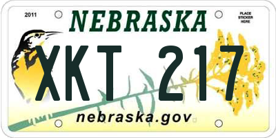 NE license plate XKT217