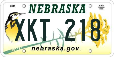 NE license plate XKT218