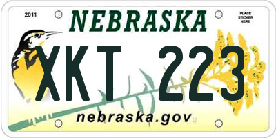 NE license plate XKT223