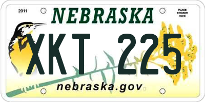 NE license plate XKT225