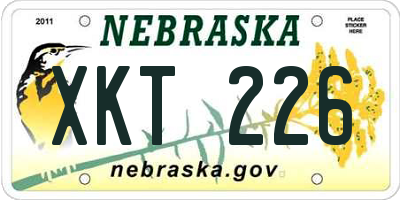 NE license plate XKT226