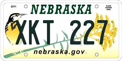 NE license plate XKT227