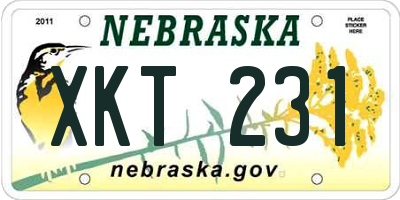 NE license plate XKT231