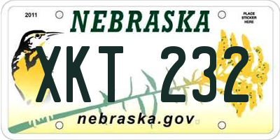 NE license plate XKT232