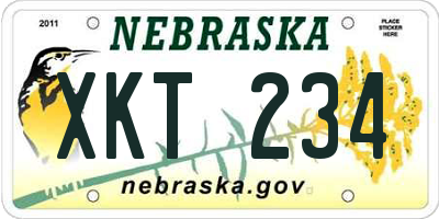 NE license plate XKT234