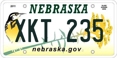 NE license plate XKT235
