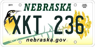 NE license plate XKT236