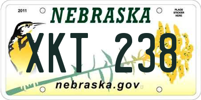 NE license plate XKT238