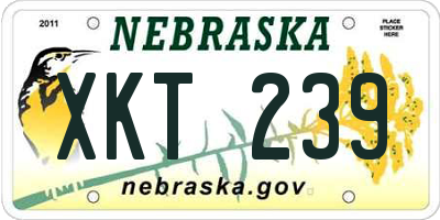 NE license plate XKT239