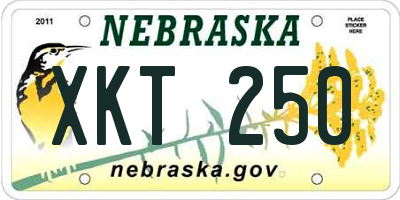 NE license plate XKT250