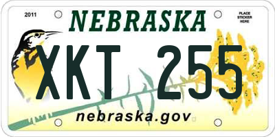 NE license plate XKT255