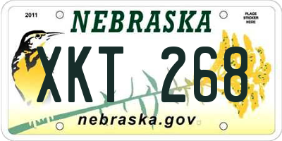 NE license plate XKT268