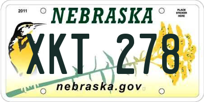 NE license plate XKT278