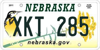 NE license plate XKT285
