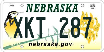 NE license plate XKT287