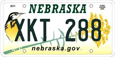 NE license plate XKT288