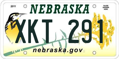 NE license plate XKT291