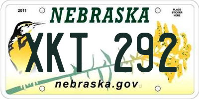 NE license plate XKT292