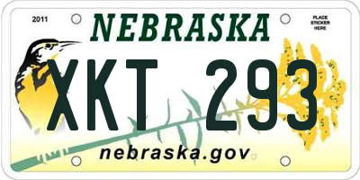 NE license plate XKT293