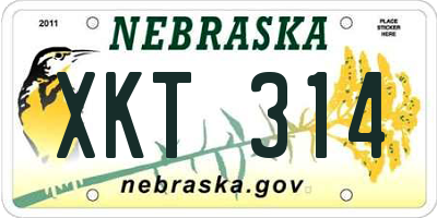 NE license plate XKT314
