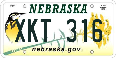 NE license plate XKT316