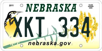 NE license plate XKT334